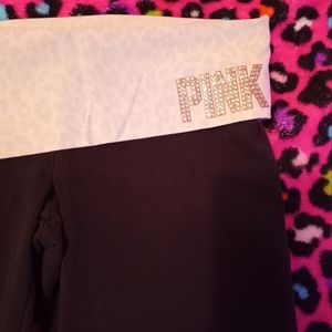 Victoria's Secret pink yoga pants leopard animal print bling size small